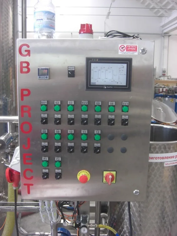 Quadro elettrico con PLC dell’impianto C.I.P.